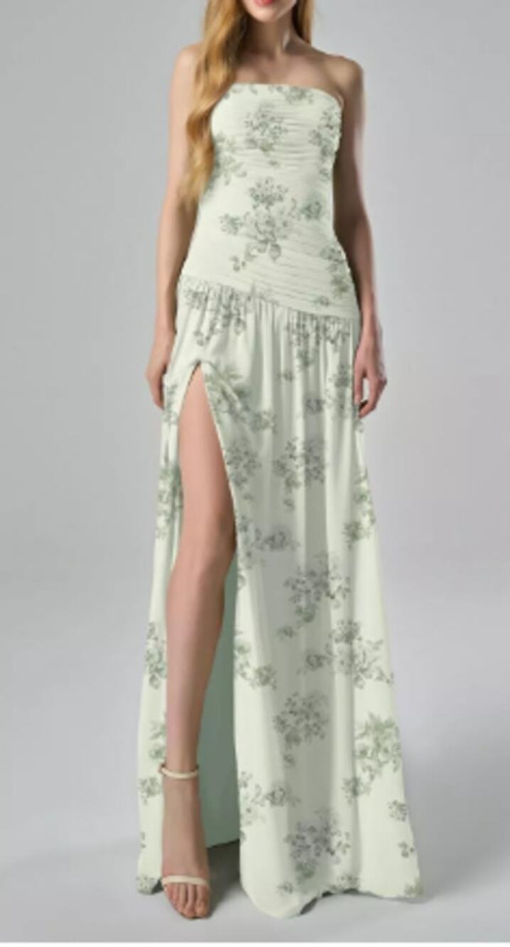 AW BRIDAL 4 S pistachio green floral Safia bridesmaid party maxi dress NEW B53